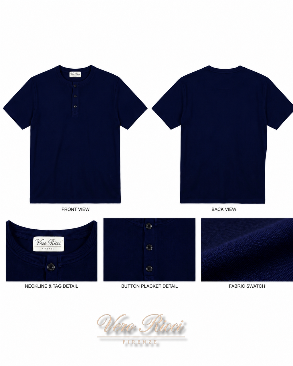 T-shirt col henley coton