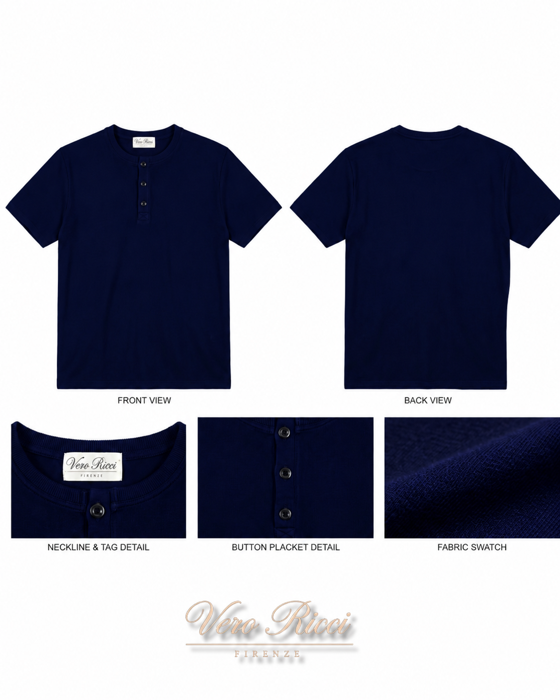T-shirt col henley coton