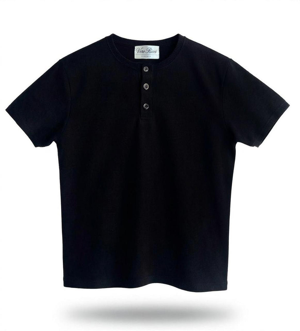 T-shirt col henley coton
